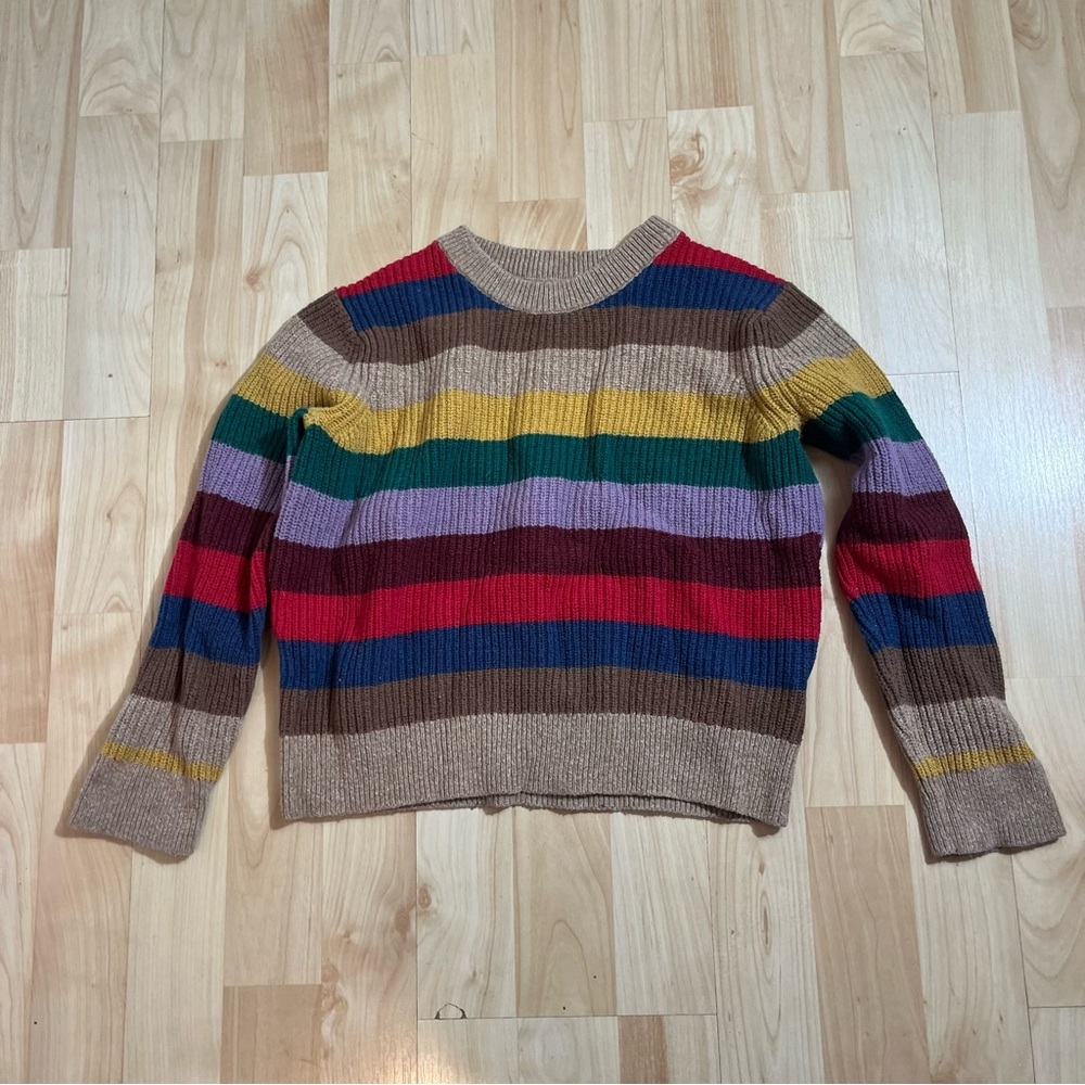 Gap Kids Happy Stripe Sweater with multicolor stripes Small 6-7